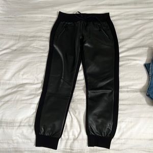 Faux leather joggers